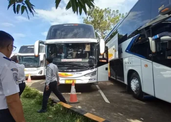 Bus AKAP di Terminal Alam Barajo kota Jambi. (Dok: Rudi)