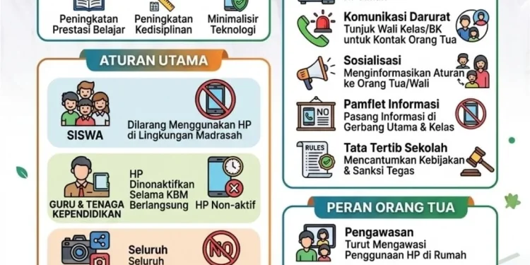 Kanwil Kementerian Agama Provinsi Jambi resmi menerapkan pembatasan penggunaan handphone bagi siswa, guru, dan tenaga kependidikan guna menciptakan lingkungan belajar yang lebih fokus, disiplin, dan kondusif. (DOk: Humas Kemenag Jambi)