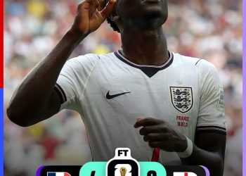 Bukayo Saka tampil sebagai pahlawan kemenangan Inggris usai mencetak hat-trick saat The Three Lions mengalahkan Prancis 6-4 dalam laga perebutan tempat ketiga Piala Dunia FIFA 2026 di Stadion Miami. (Dok: Instagram @fifaworldcup)