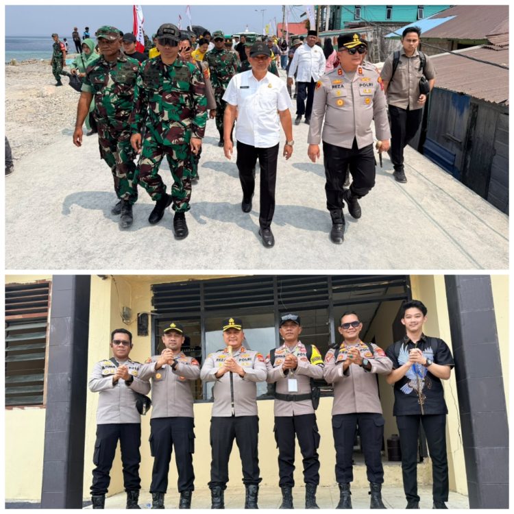 apolres Morowali AKBP Reza Khomeini bersama jajaran melakukan kunjungan kerja ke Polsubsektor Menui Kepulauan, Kelurahan Ulunambo, Sabtu (10/10/2026), untuk melihat kondisi wilayah dan memberikan semangat kepada personel yang bertugas. (Dok: Istimewa)