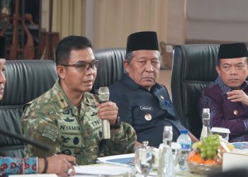 Danrem 042/Gapu Brigjen TNI Nyamin menghadiri rapat persiapan Healthy Cities Summit ke-7 Tahun 2026 yang dipimpin Gubernur Jambi Al Haris di Rumah Dinas Wali Kota Jambi, Sabtu (10/10/2026).